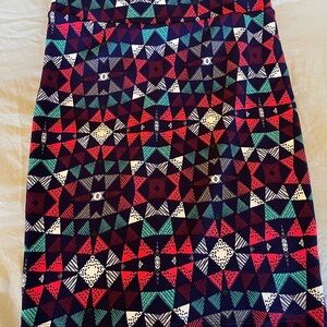 LuLaRoe Vibrant Geometric Pencil Skirt - Red, Green, Black